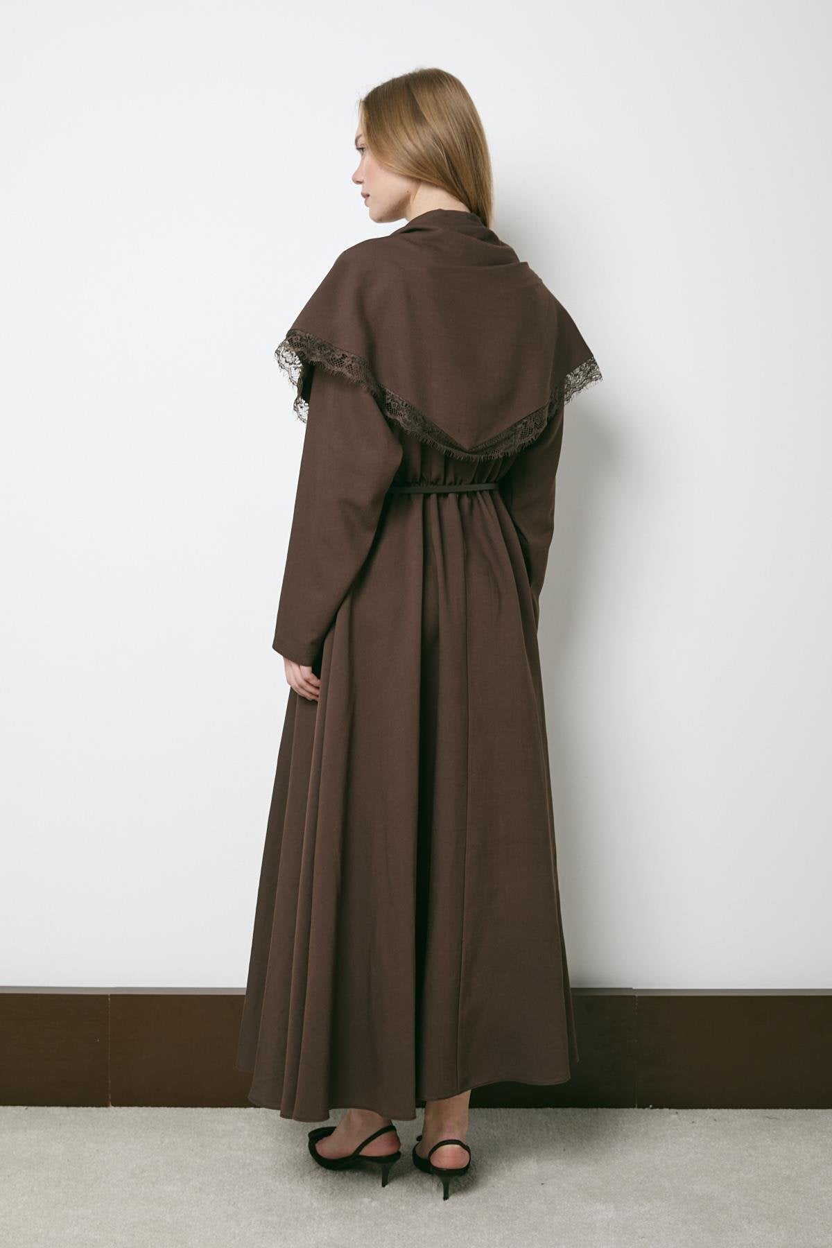 Selena Belted Scarf Dress - Brown