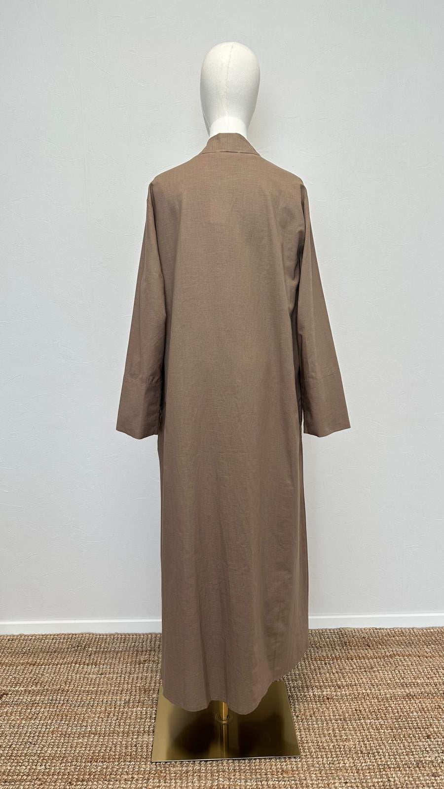 Rumi 2-piece Linen Abaya Set - Light Brown