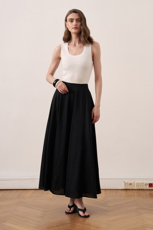 Dorada Linen Skirt - Black