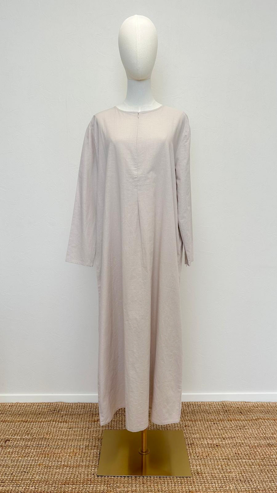 Rumi 2-piece Linen Abaya Set - Stone