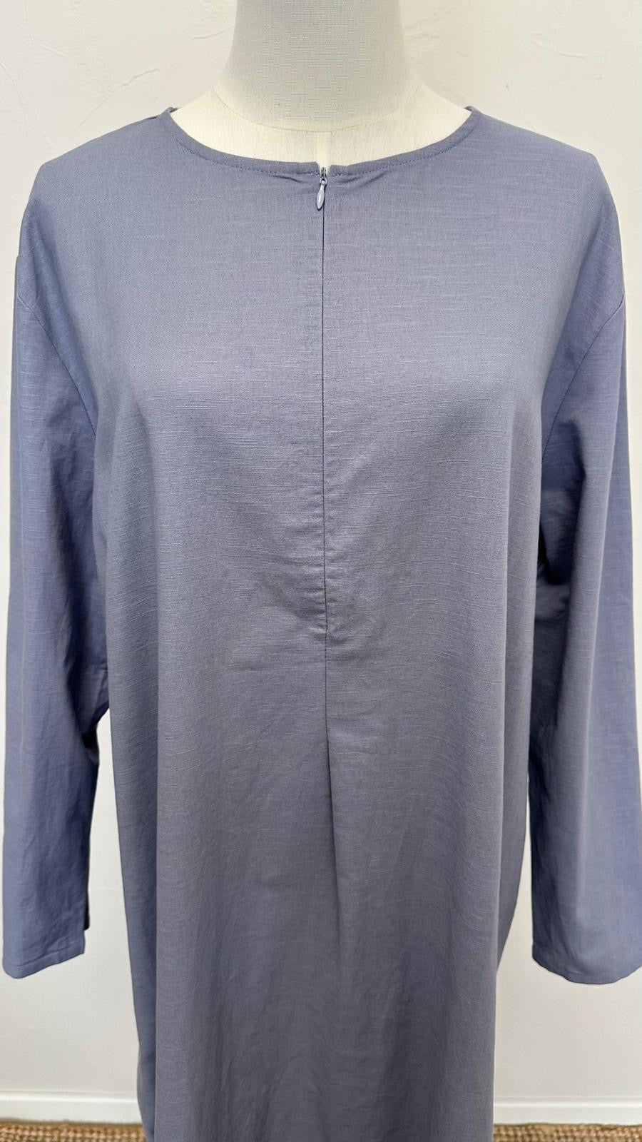 Ensemble abaya en lin 2 pièces Rumi - Bleu gris