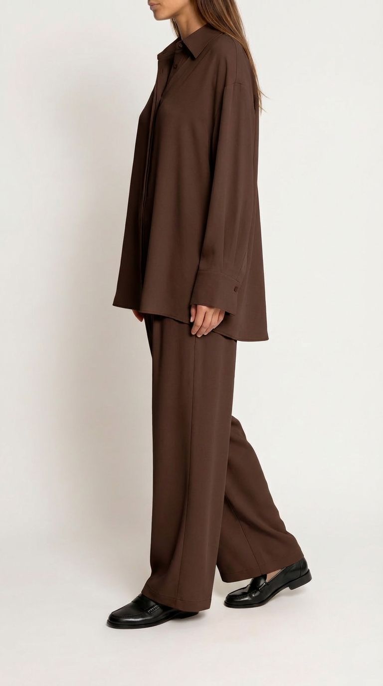 Luxe 2-Piece Crepe Set - Dark Brown