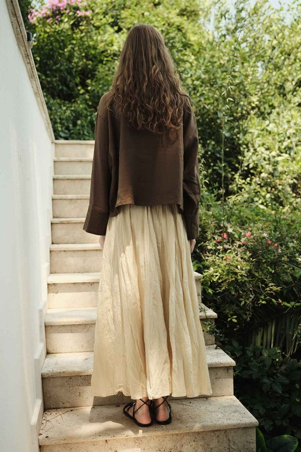 Faye - Boho Crash Cotton Voile Skirt & Butter Yellow