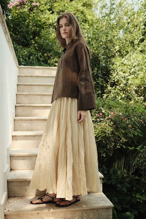 Faye - Boho Crash Cotton Voile Skirt & Butter Yellow