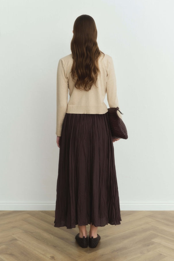Faye - Boho Crash Cotton Voile Skirt & Brown