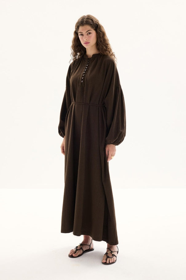 Sofi - Breathable 100% Cotton Oversized Dress & Deep Brown