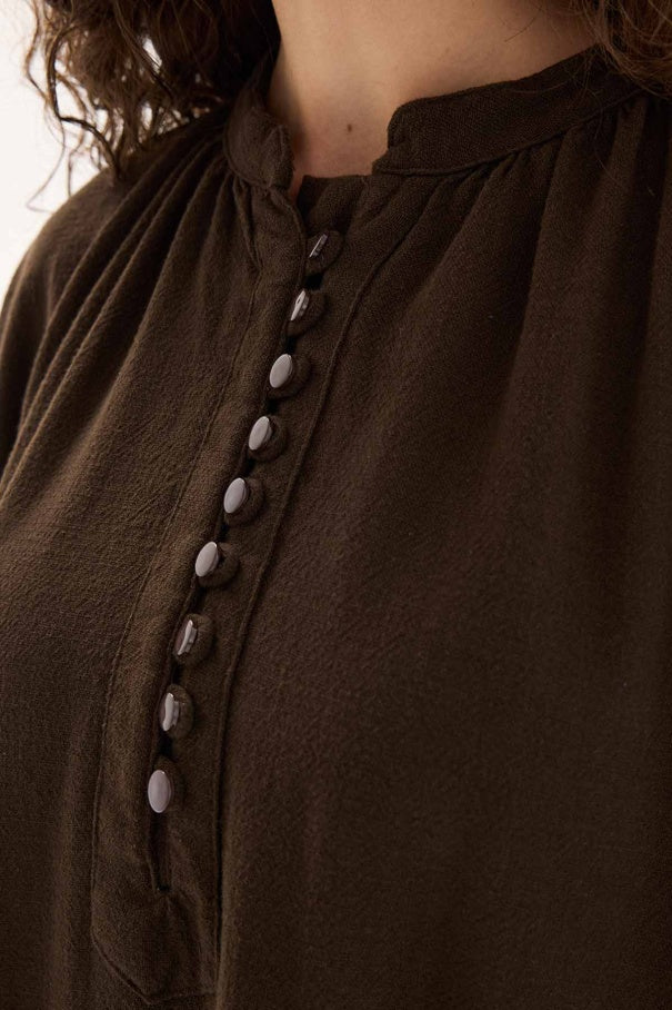 Sofi - Breathable 100% Cotton Oversized Dress & Deep Brown