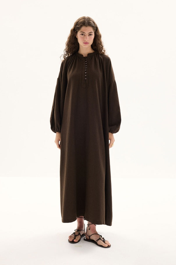 Sofi - Breathable 100% Cotton Oversized Dress & Deep Brown