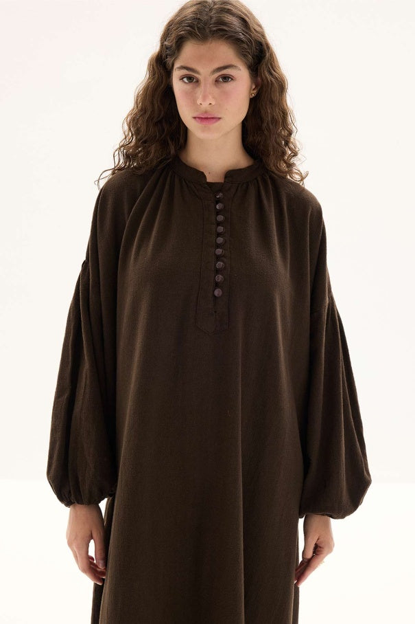 Sofi - Breathable 100% Cotton Oversized Dress & Deep Brown
