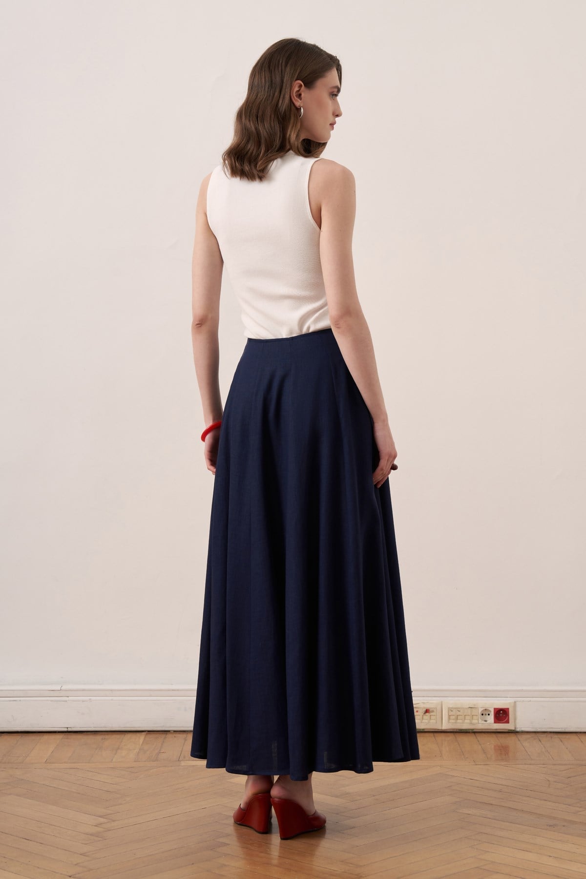 Dorada Linen Skirt - Navy Blue