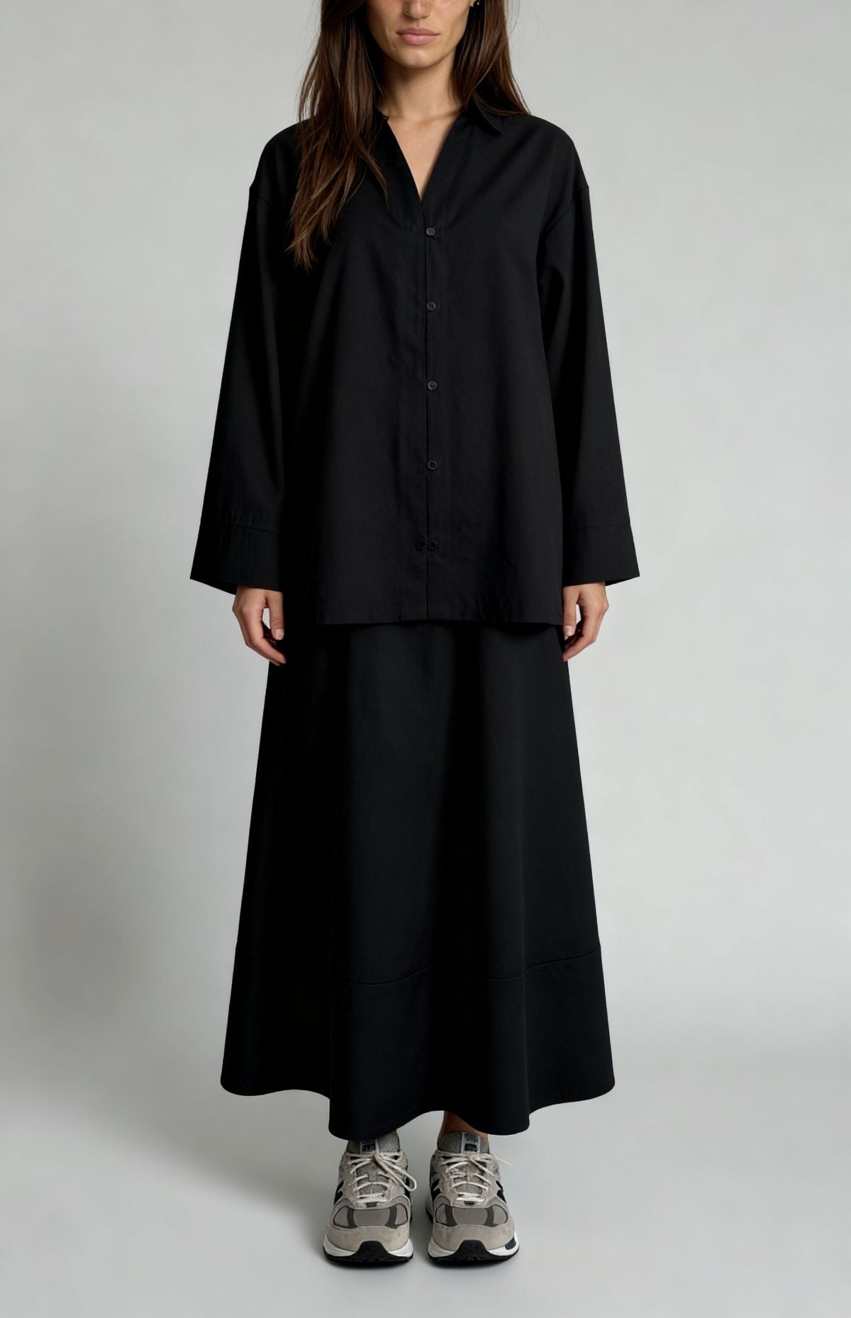 Vela Cotton Skirt & Top Set - Black