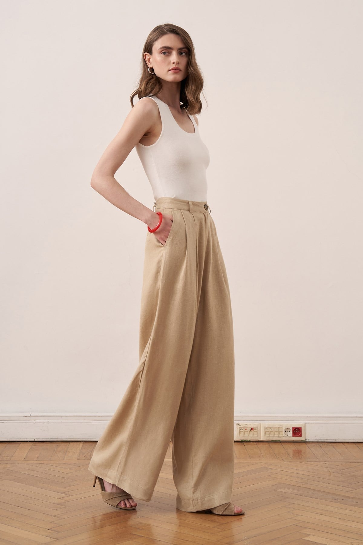 Fendy Linen Pants - Wheat Beige