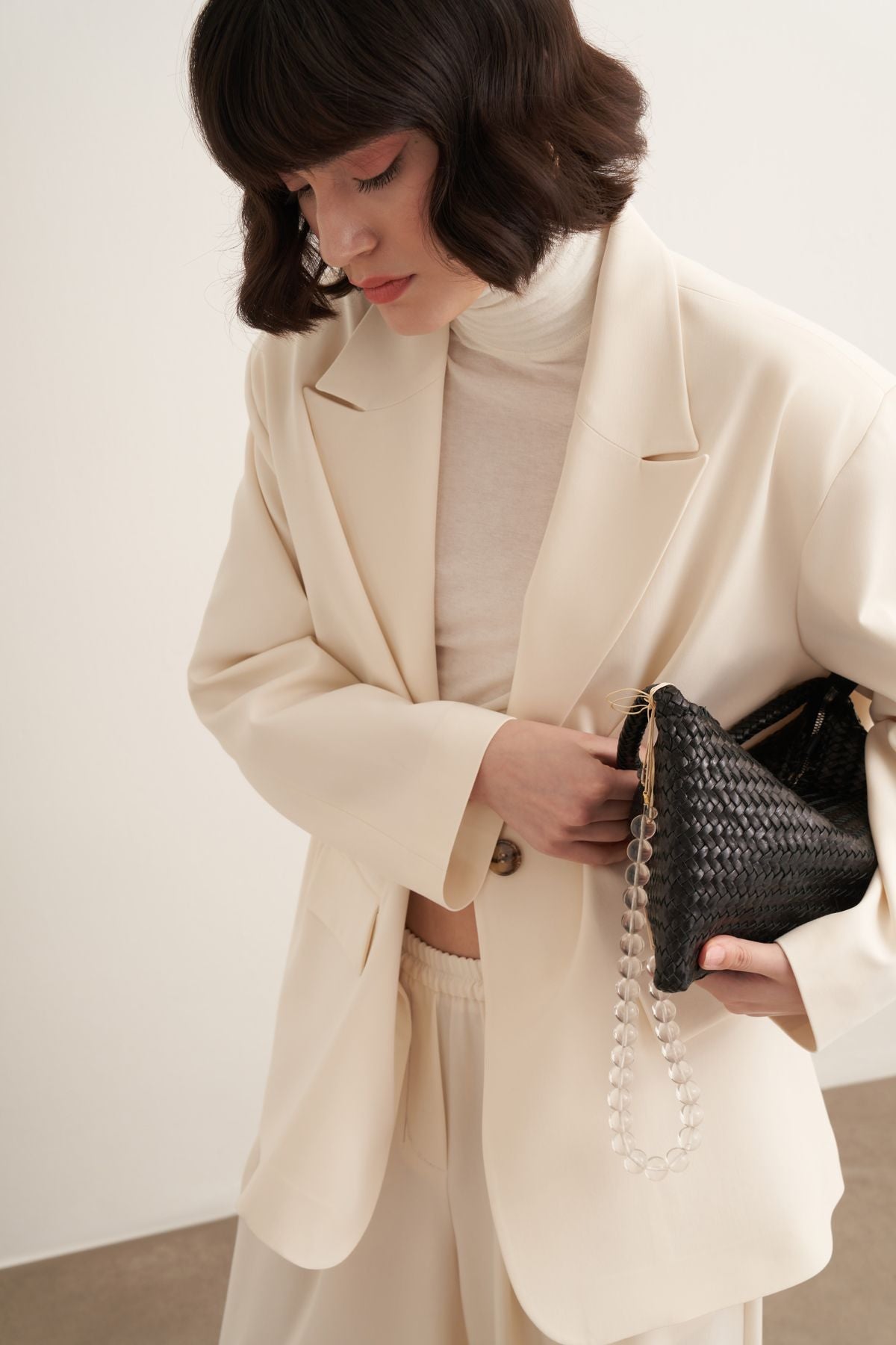 Sahar Oversized Blazer Jacket - Ecru