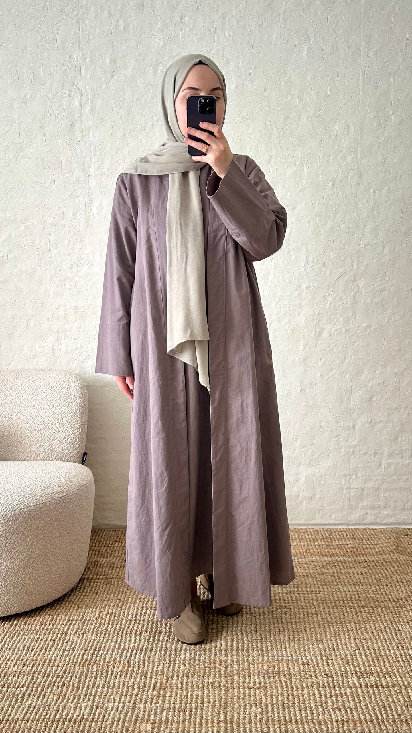 Rumi 2-piece Linen Abaya Set - Lilac