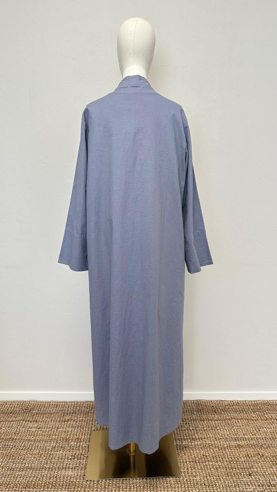 Ensemble abaya en lin 2 pièces Rumi - Bleu gris