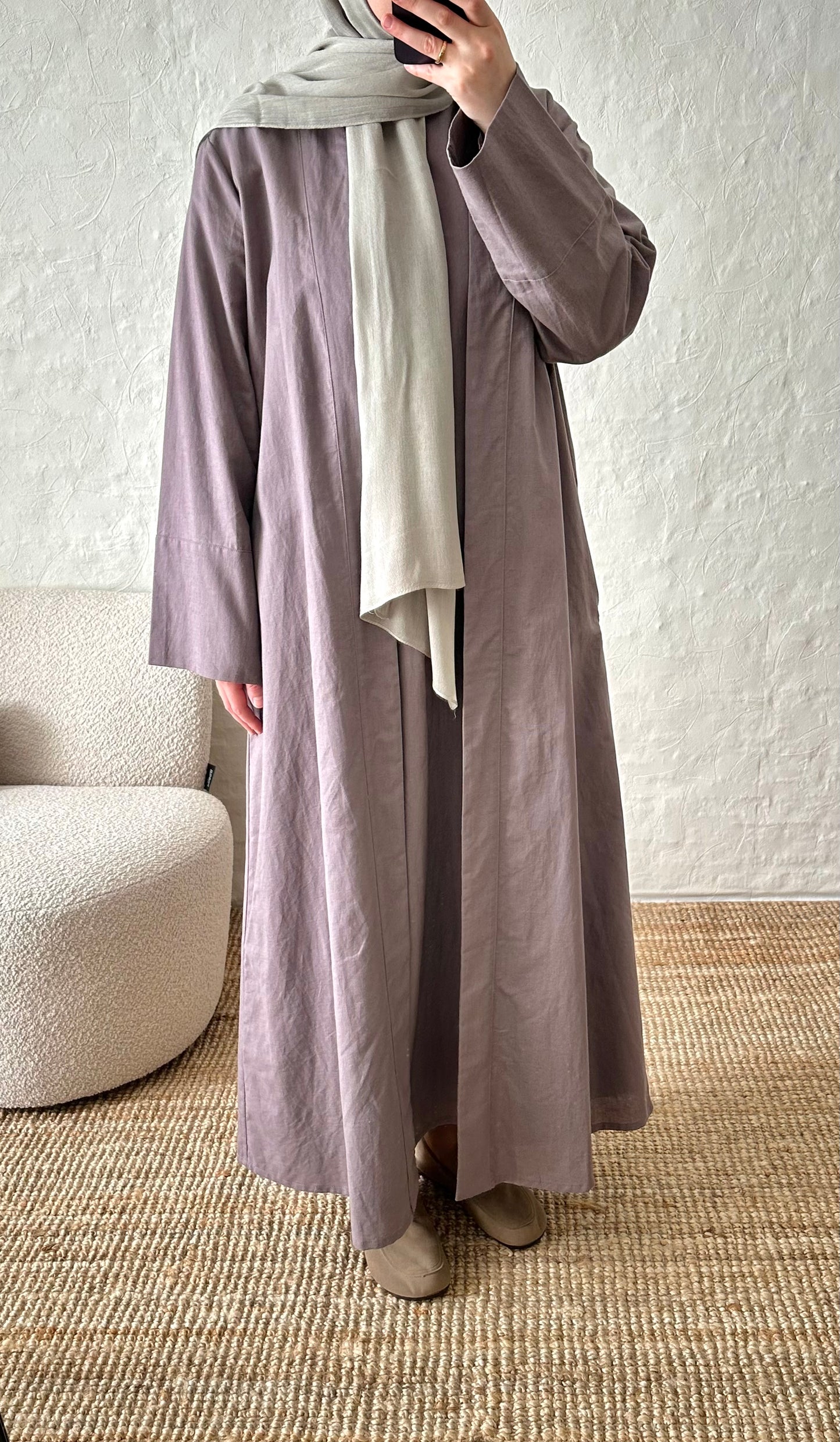 Rumi 2-piece Linen Abaya Set - Lilac