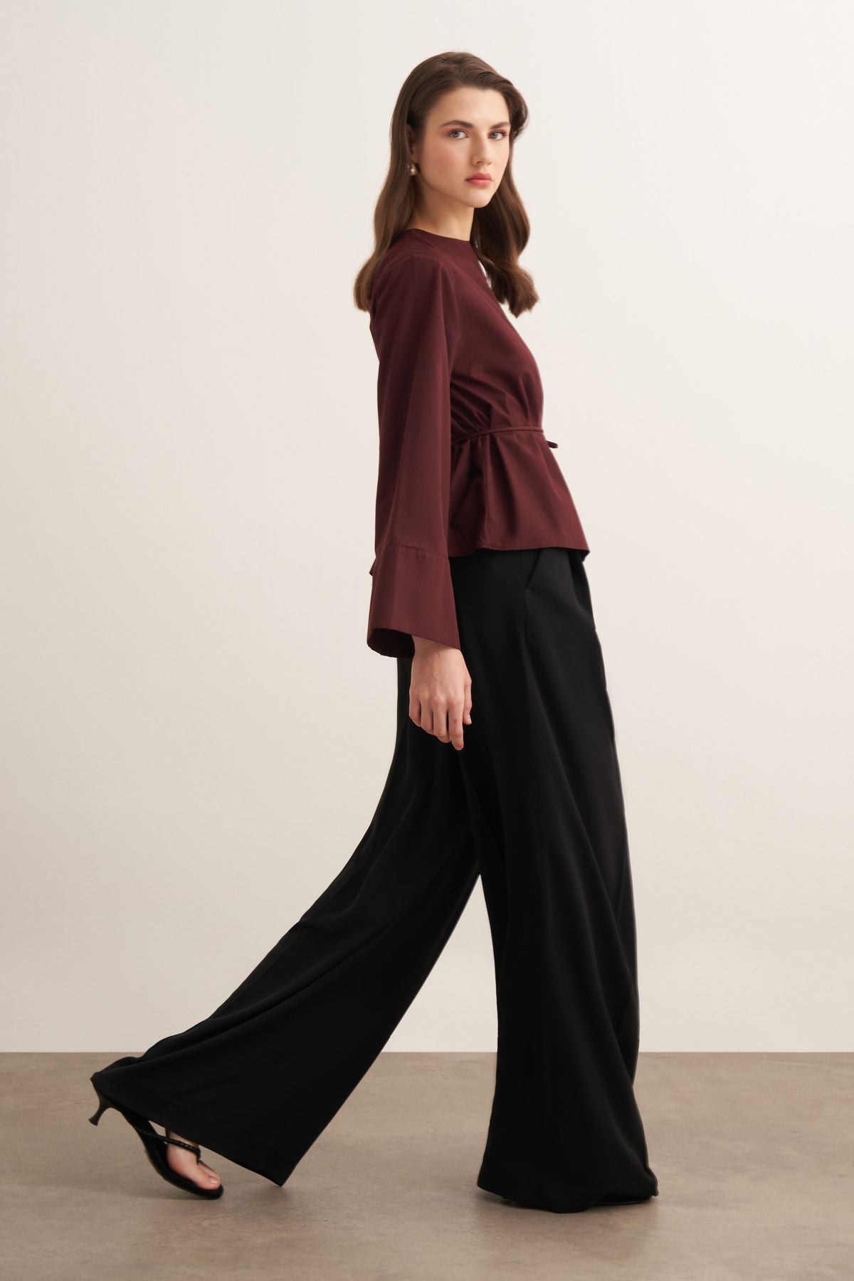 Celestia Cotton Blouse - Burgundy
