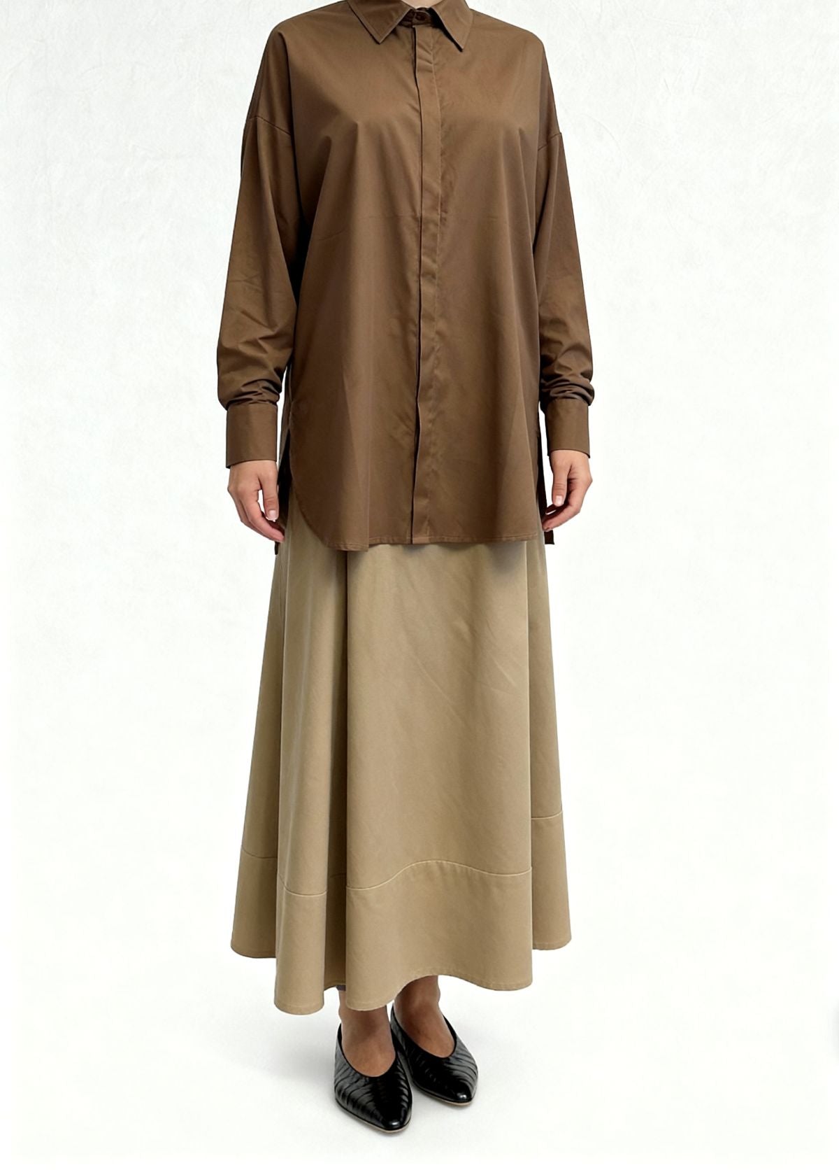 Nora Poplin Cotton Shirt – Brown