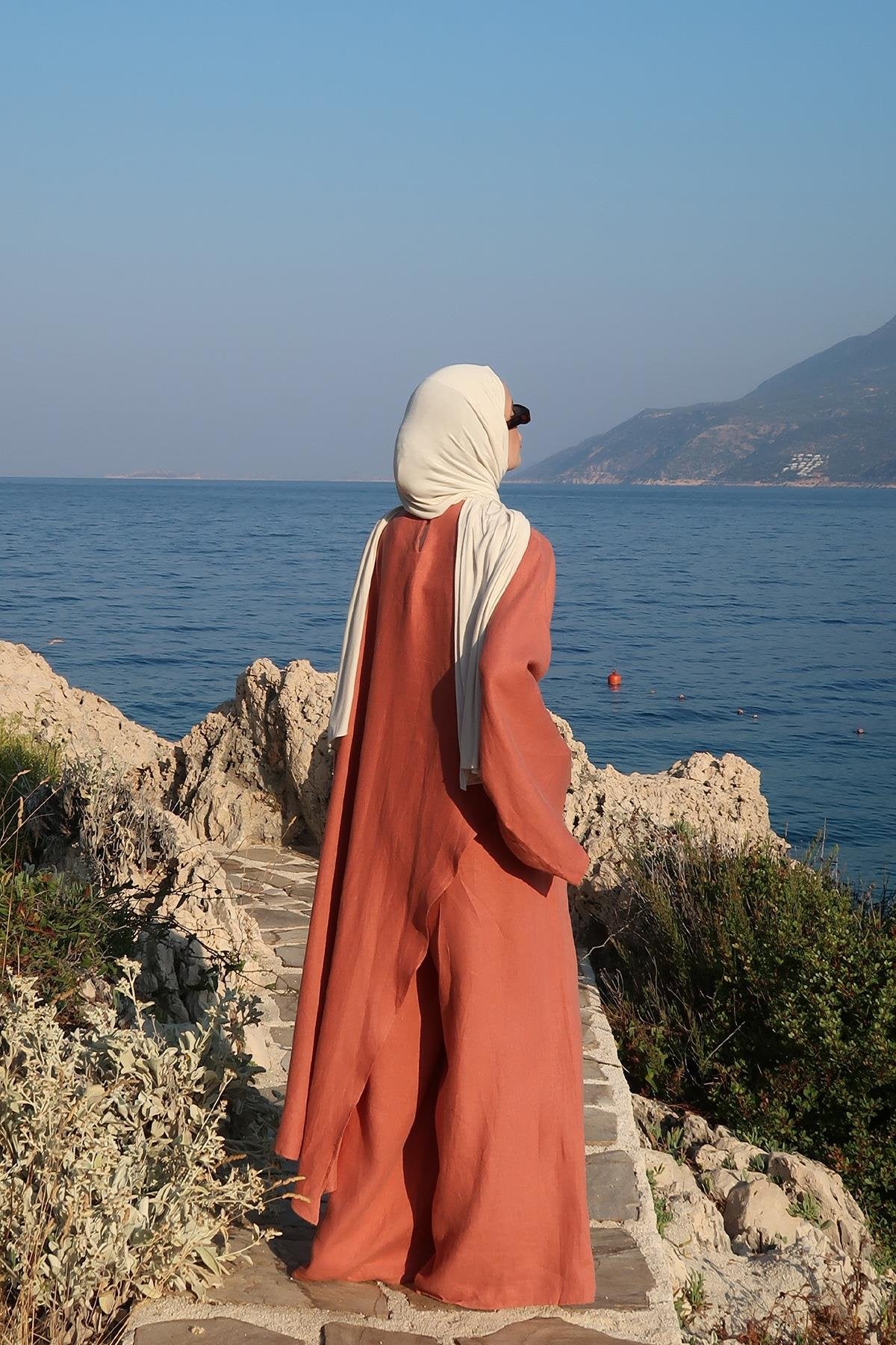 Siena Top – 100% Linen Blouse in Terracotta | Flowy Cut, Wide Sleeves