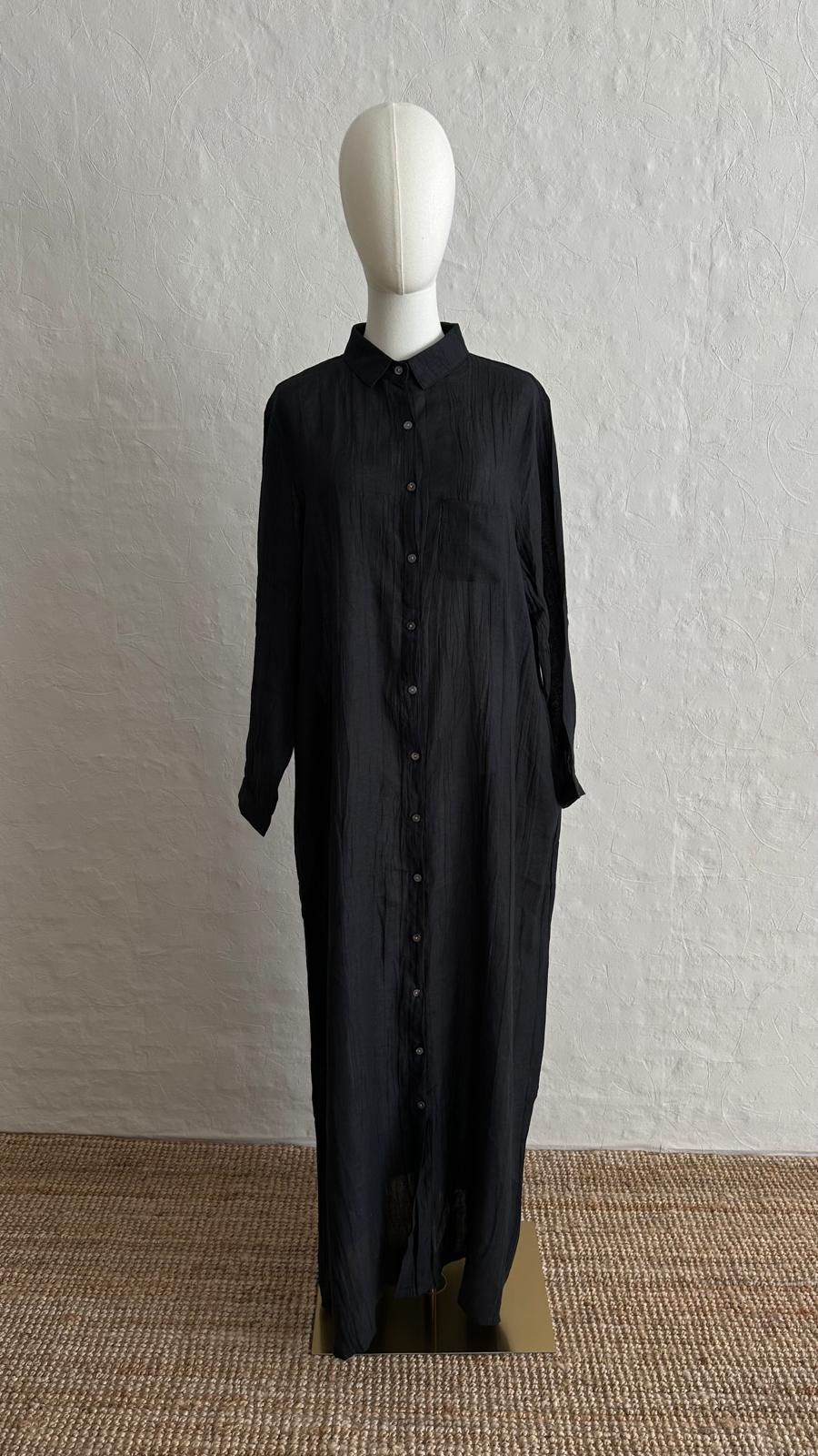 Asia Linen Dress - Black