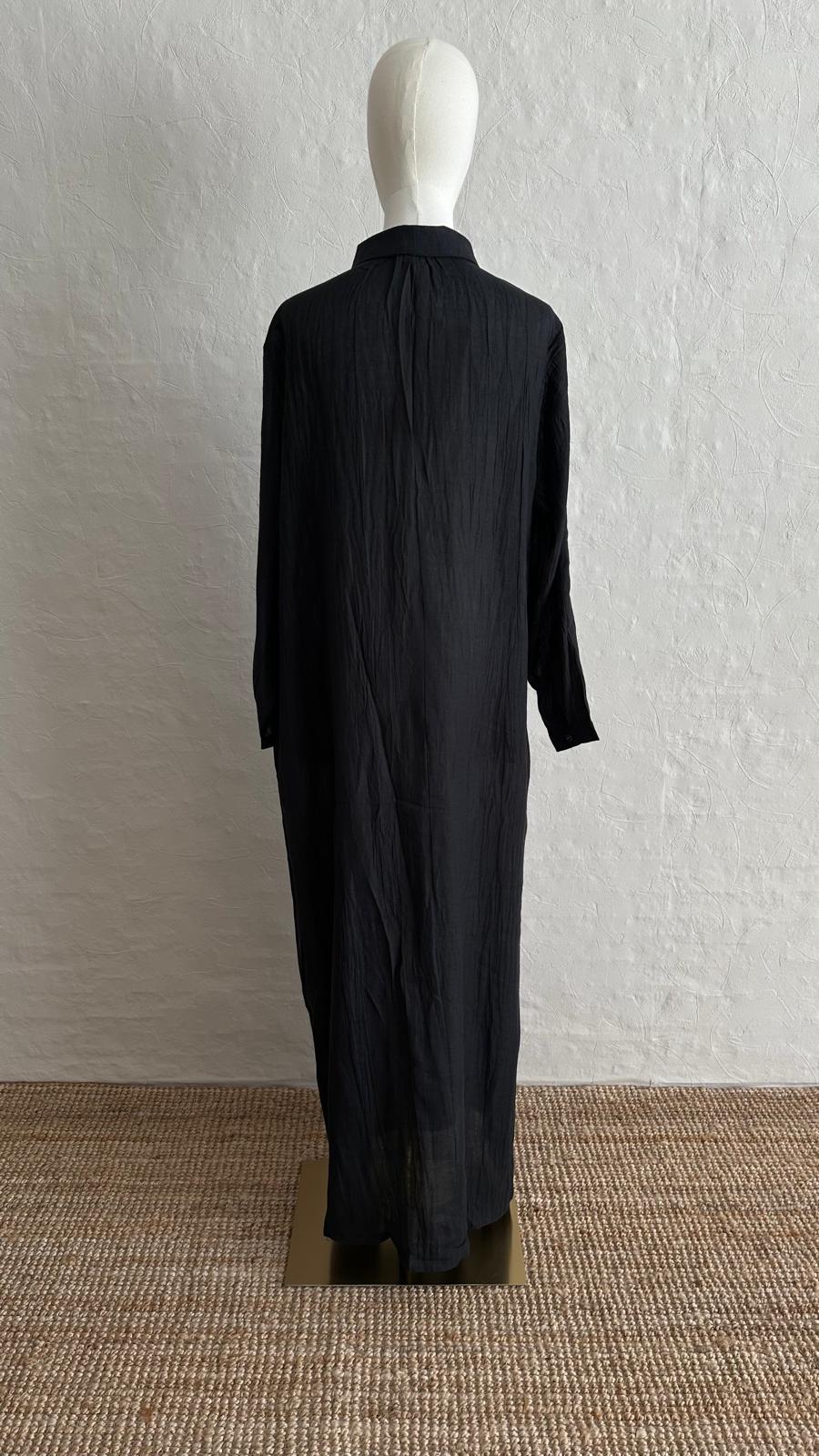 Asia Linen Dress - Black