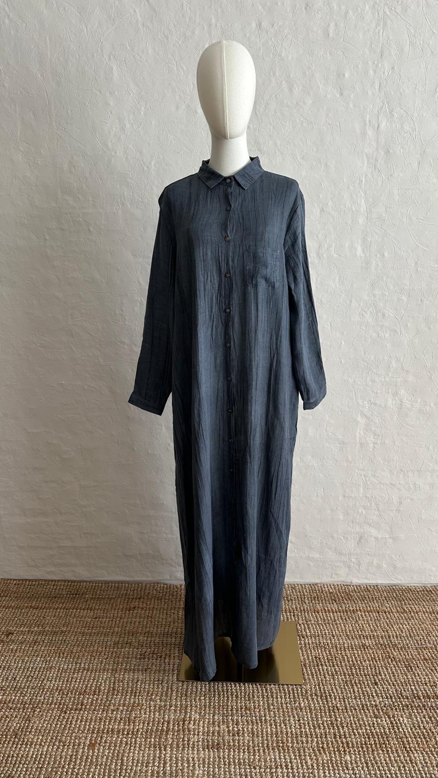 Asia Linen Dress - Indigo