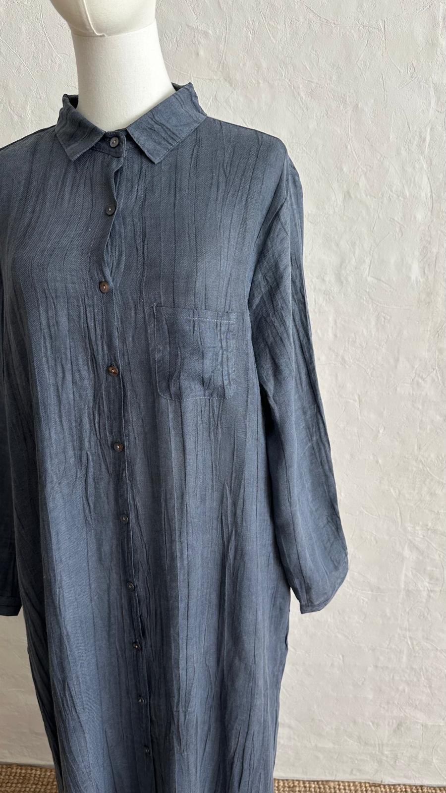 Asia Linen Dress - Indigo