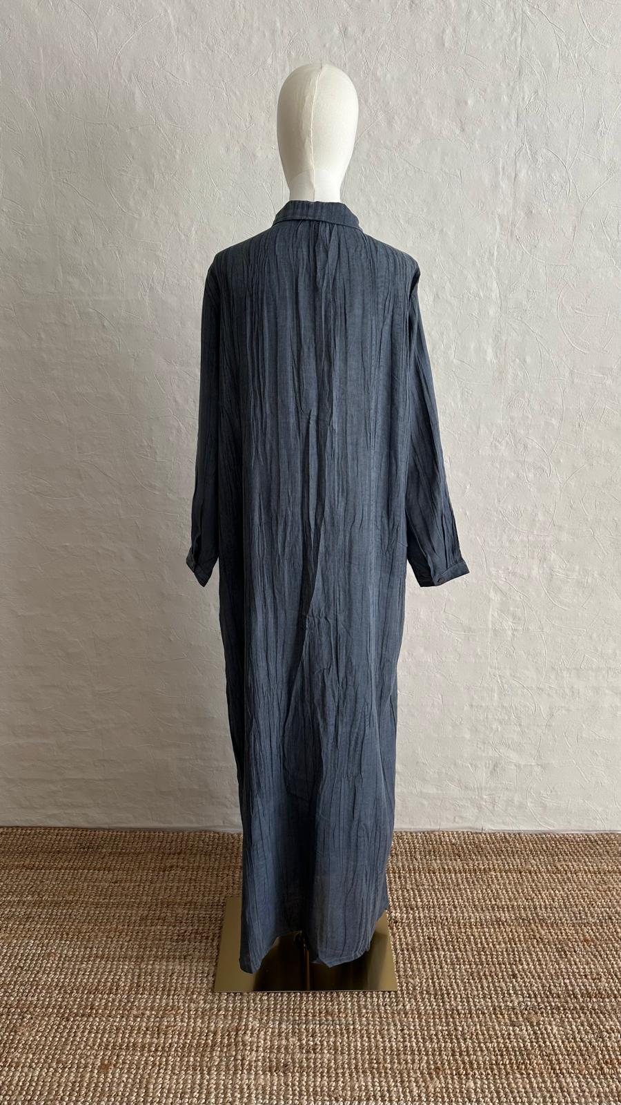 Asia Linen Dress - Indigo