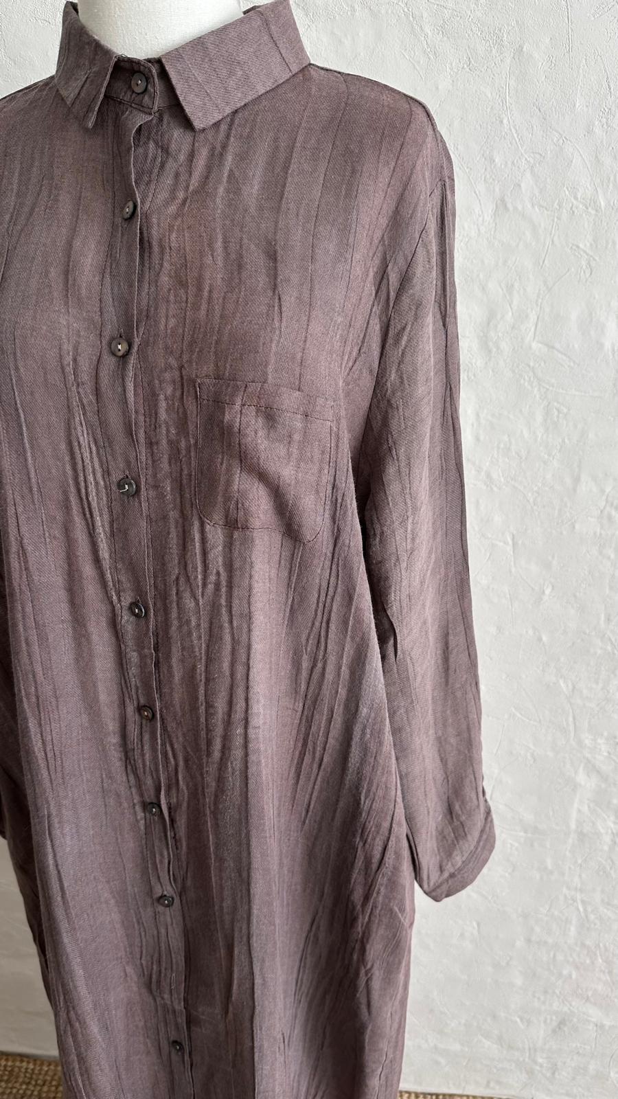 Asia Linen Dress - Plum