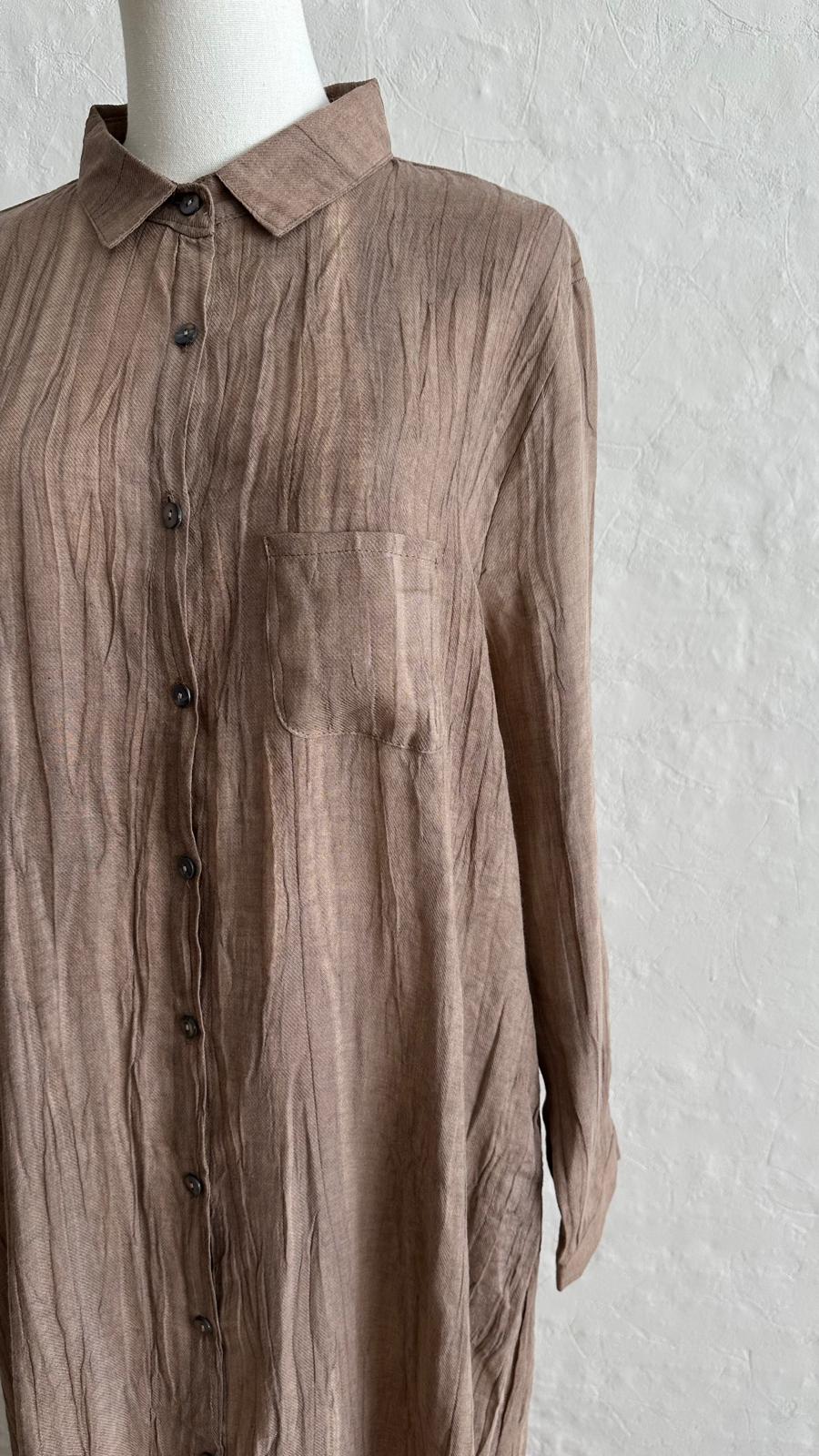 Asia Linen Dress - Desert Brown
