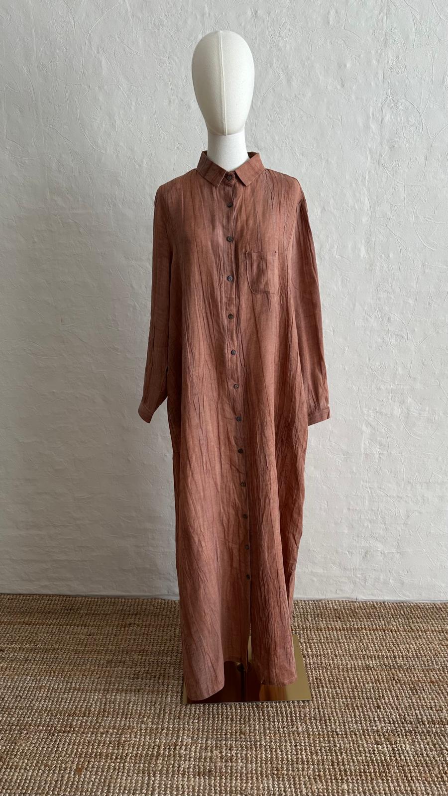 Asia Linen Dress - Terra Cotta Rose