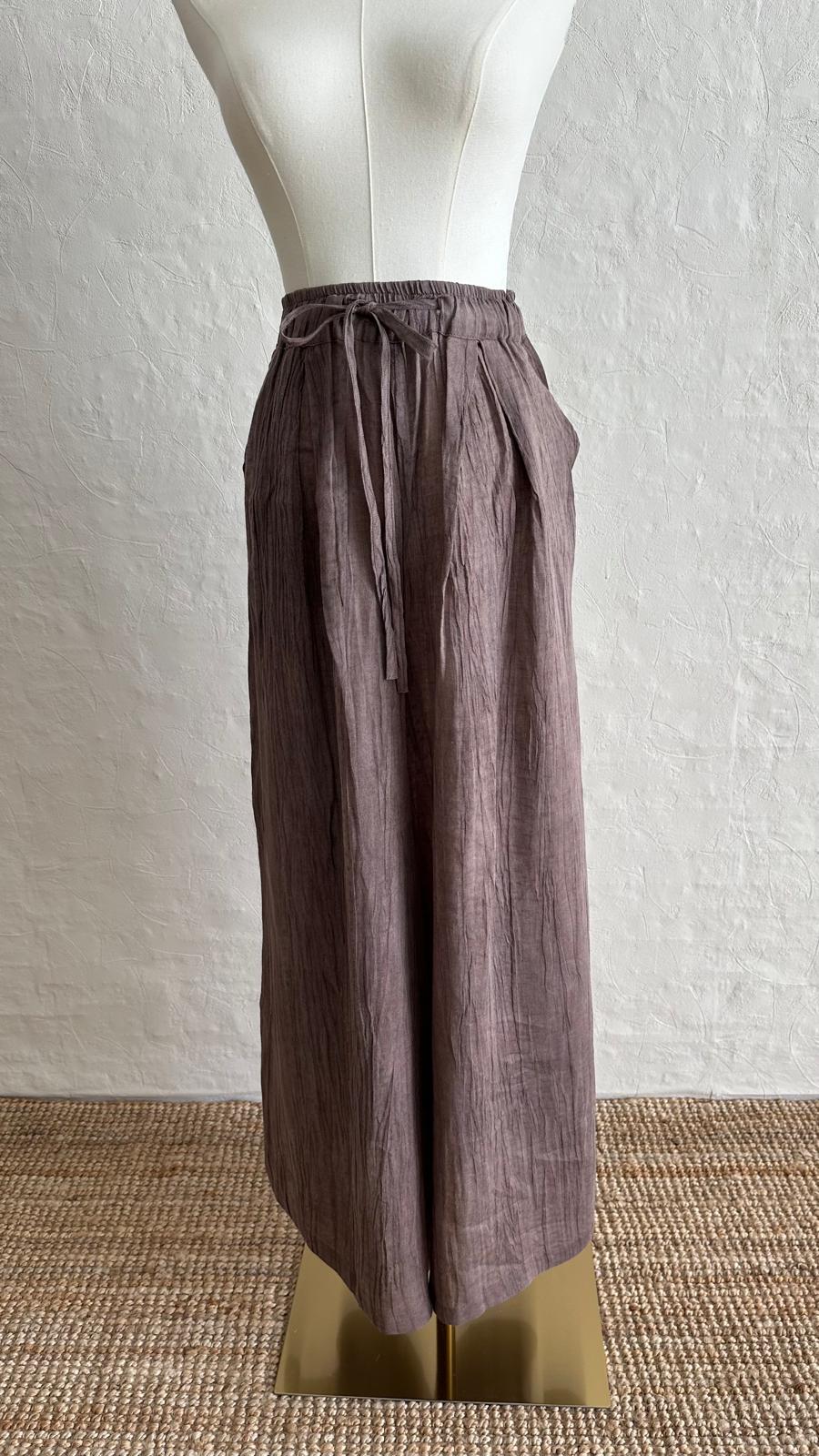 Lino Linen 2-piece Trousers-Shirt Set - Plum