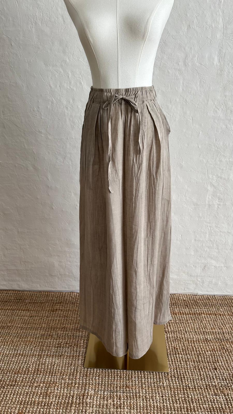 Lino Linen 2-piece Trousers-Shirt Set - Pebble