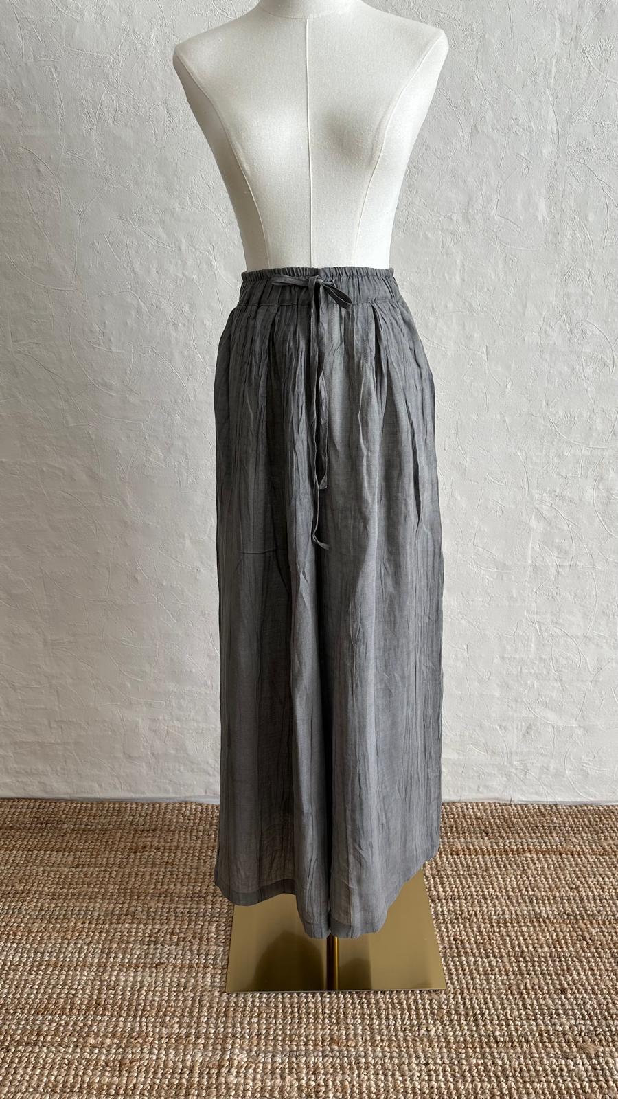 Lino Linen 2-piece Trousers-Shirt Set - Gray