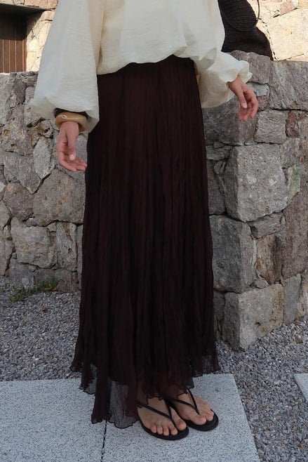 Nelly Chiffon Skirt - Dark Brown
