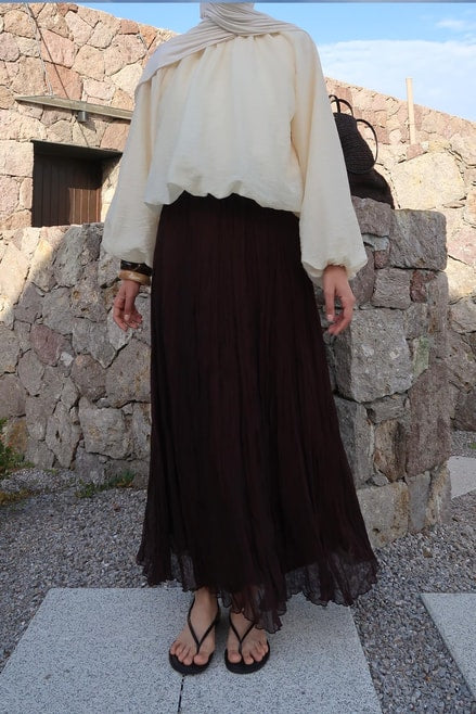 Nelly Chiffon Skirt - Dark Brown