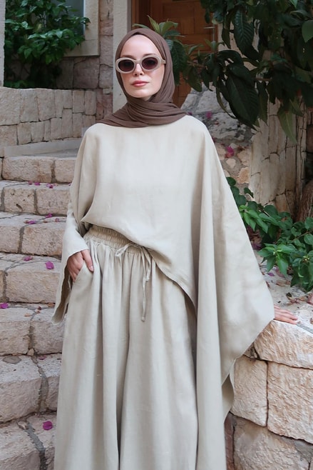 Noor Pants β 100% Linen Wide-Leg Trousers in Sage Green | Breathable, Modest Fit