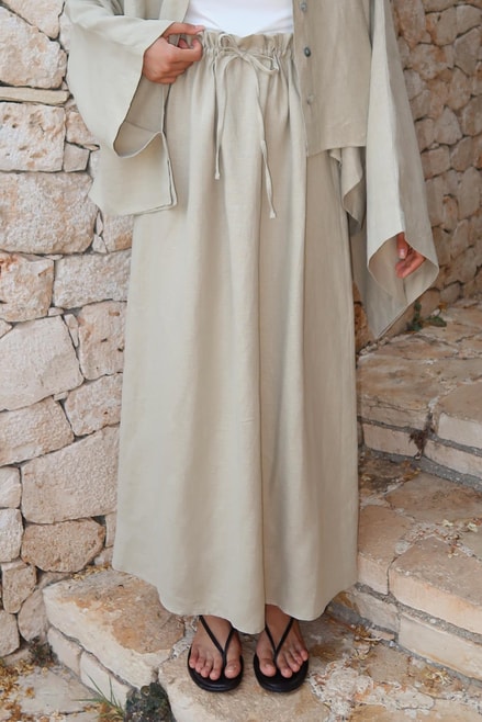 Ayla Skirt – 100% Linen Maxi Skirt in Sage Green | High Waist, Natural Flow