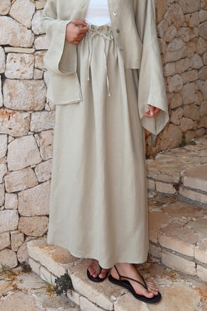 Ayla Skirt – 100% Linen Maxi Skirt in Sage Green | High Waist, Natural Flow