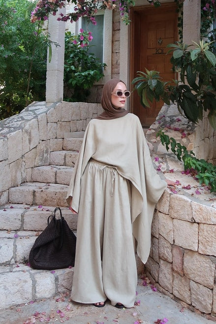 Siena Top – 100% Linen Blouse in Sage Green | Flowy Cut, Wide Sleeves
