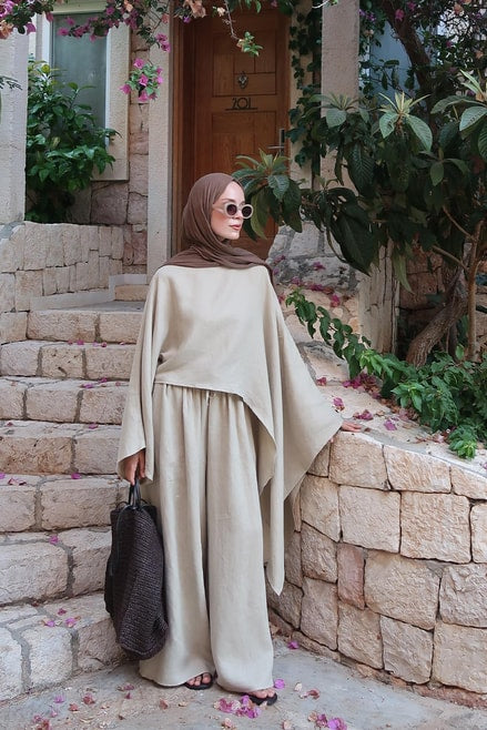 Siena Top – 100% Linen Blouse in Sage Green | Flowy Cut, Wide Sleeves