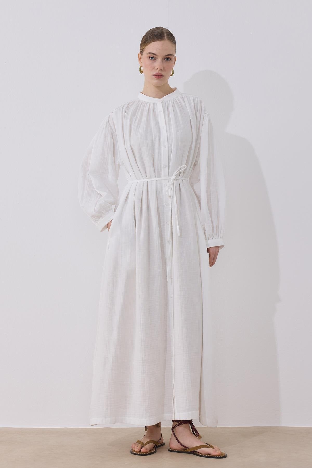 Alma Muslin Dress - White