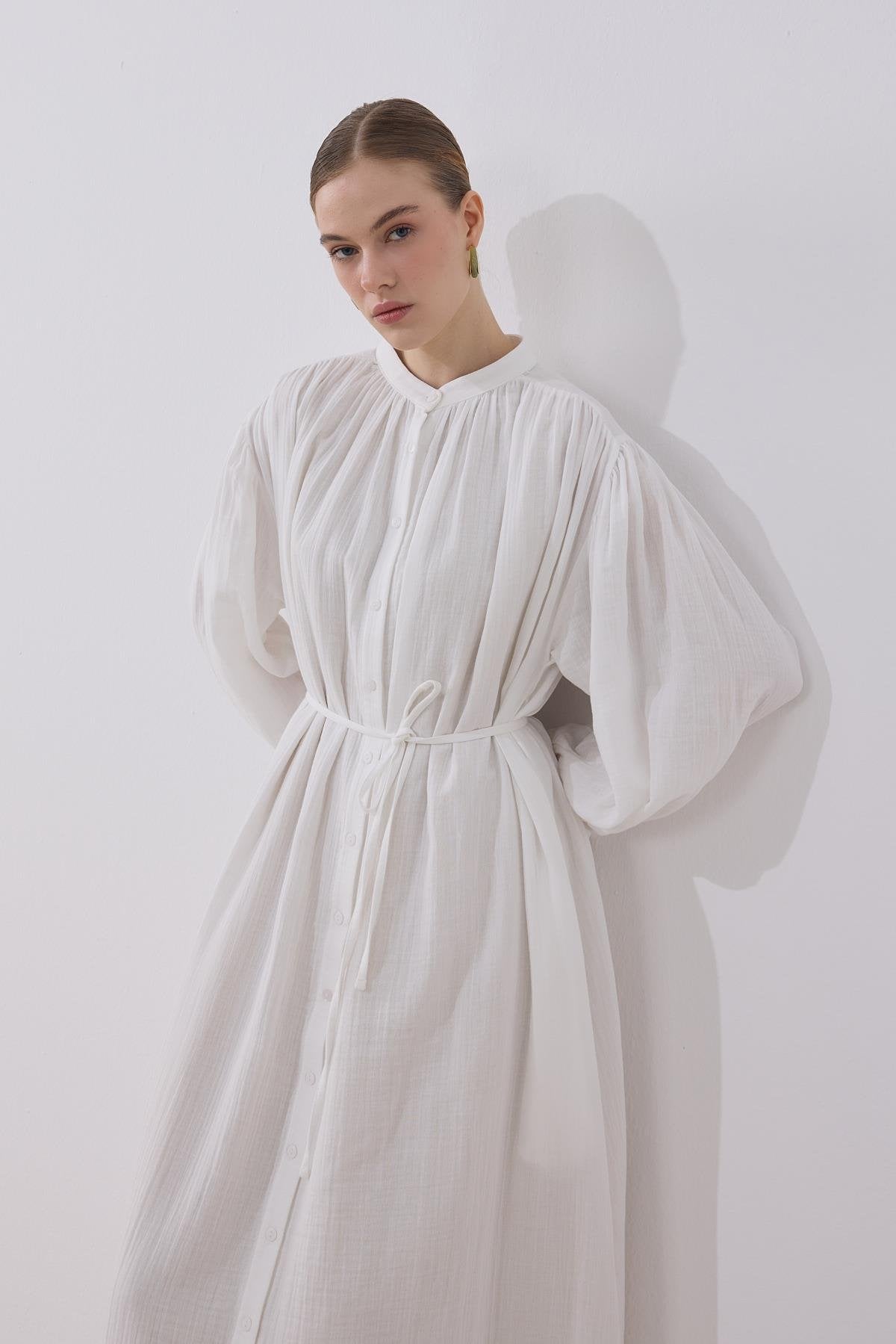 Alma Muslin Dress - White