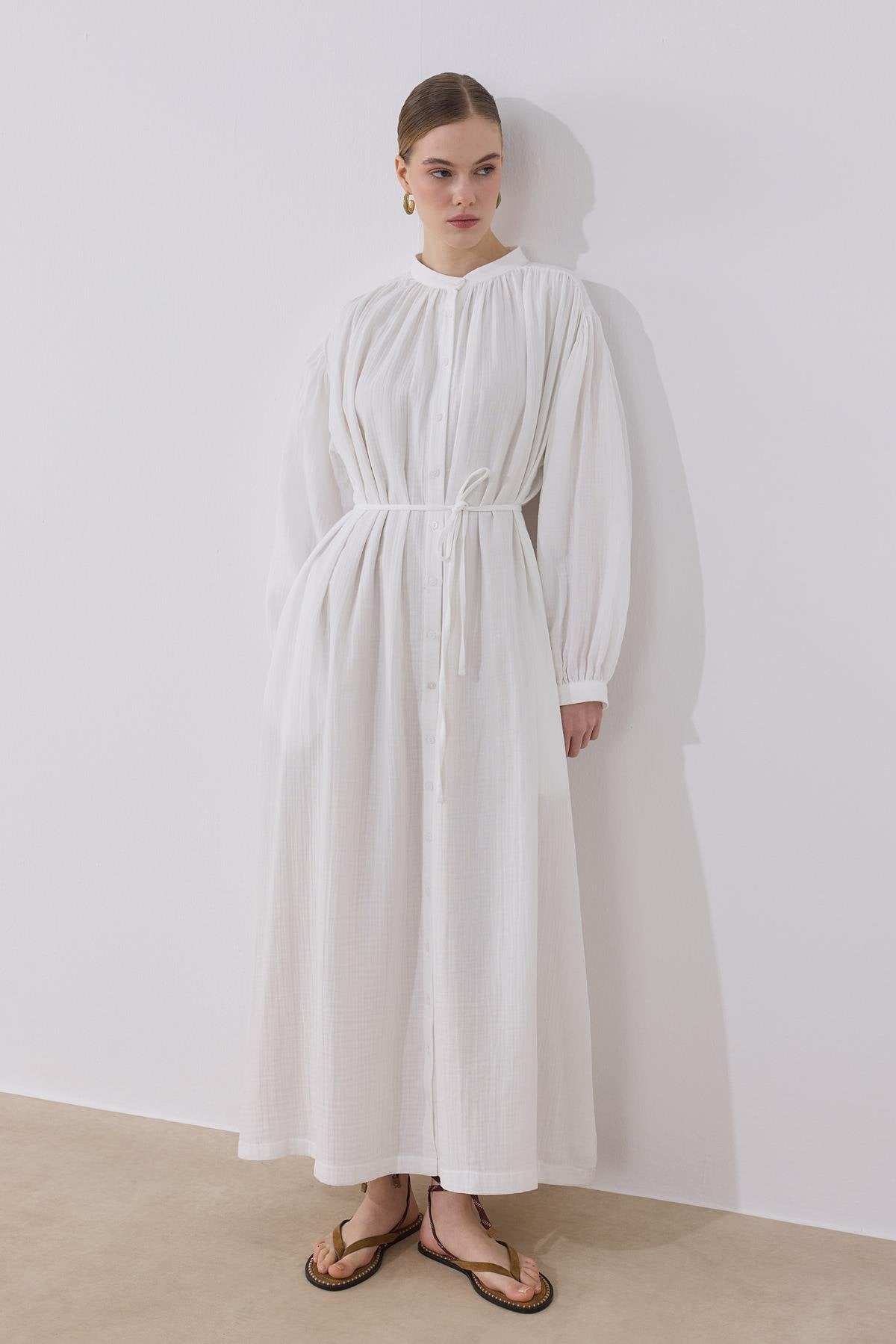 Alma Muslin Dress - White