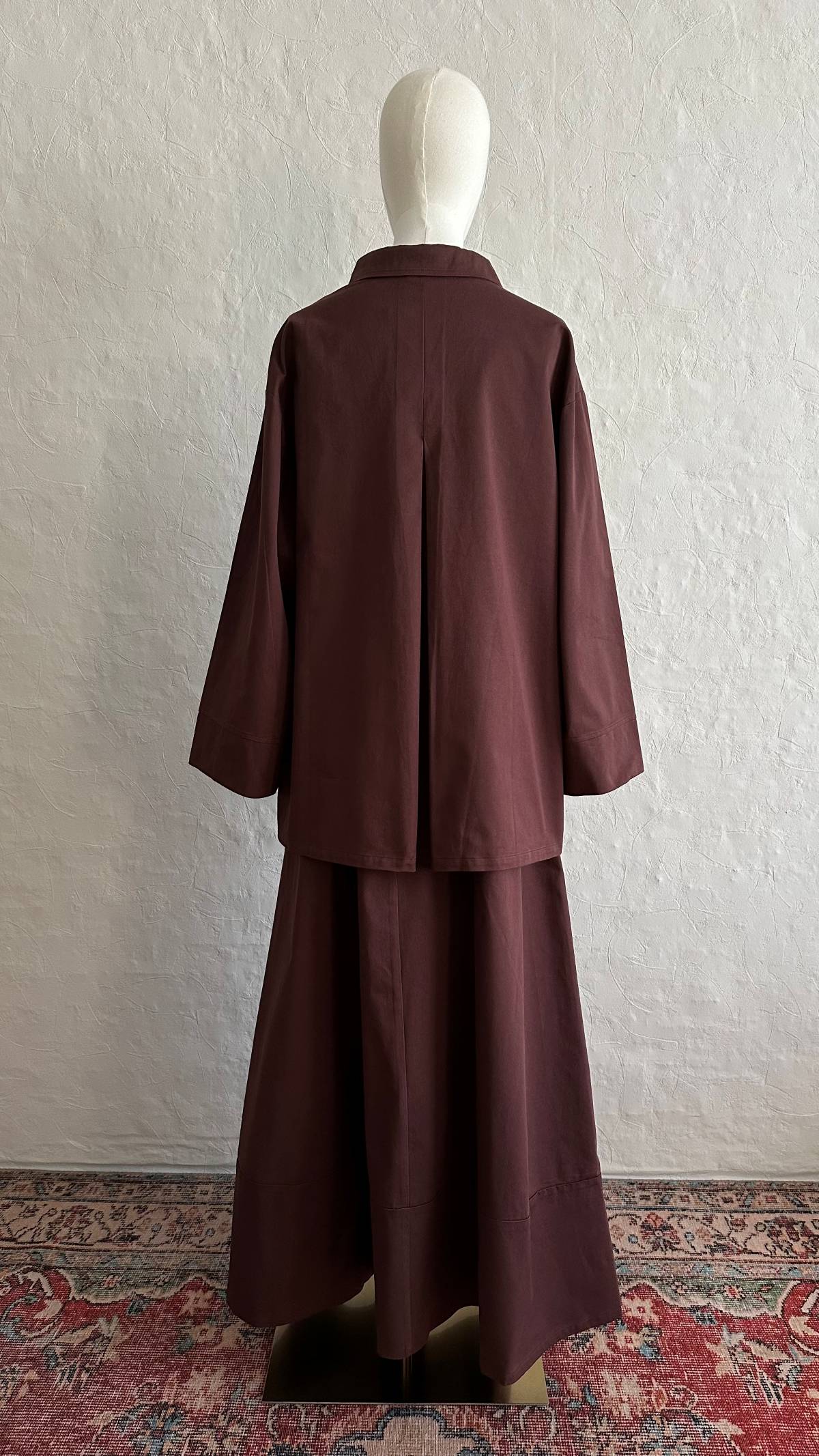 Vela Cotton Skirt & Top Set - Burgundy