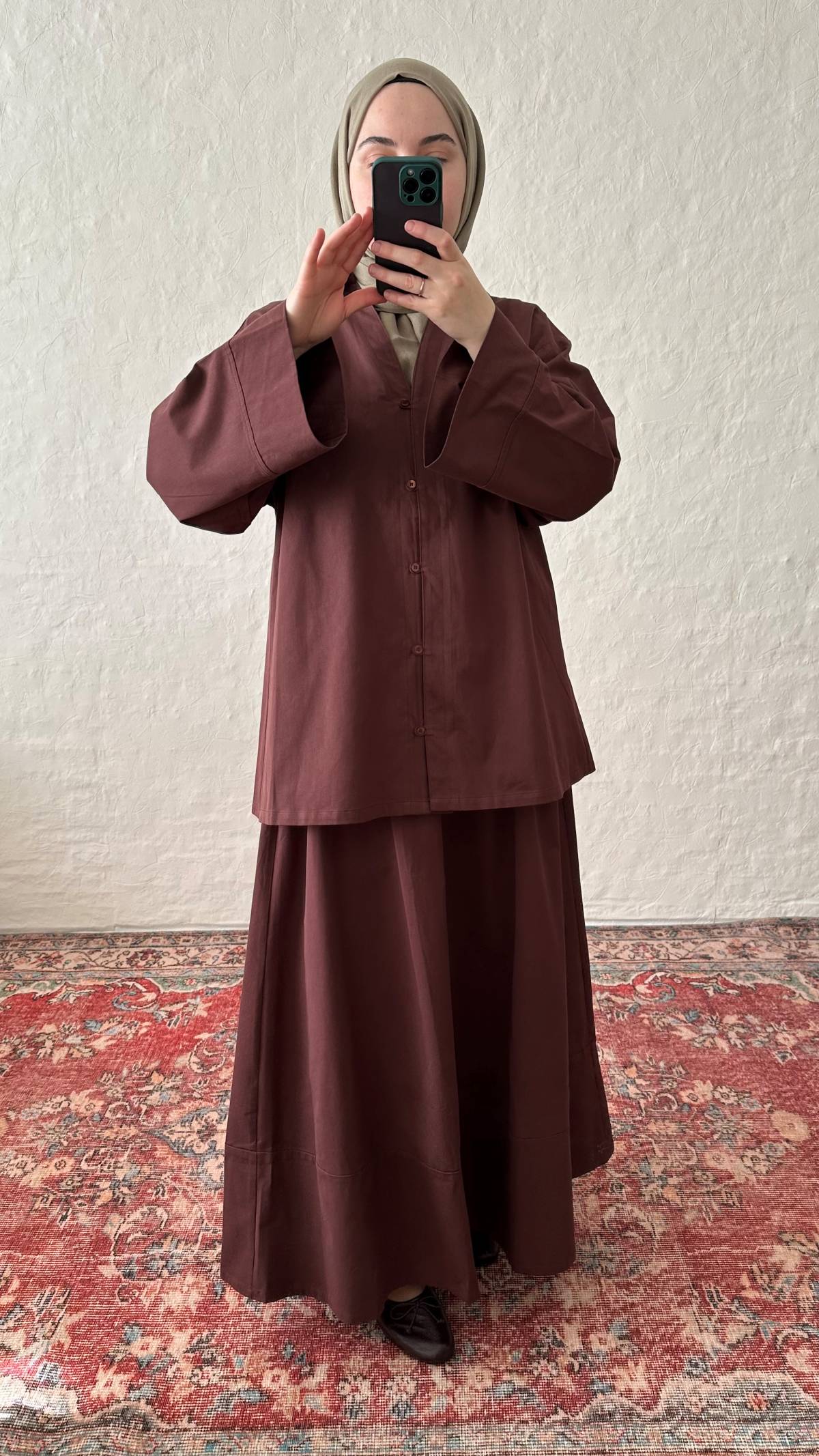 Vela Cotton Skirt & Top Set - Burgundy