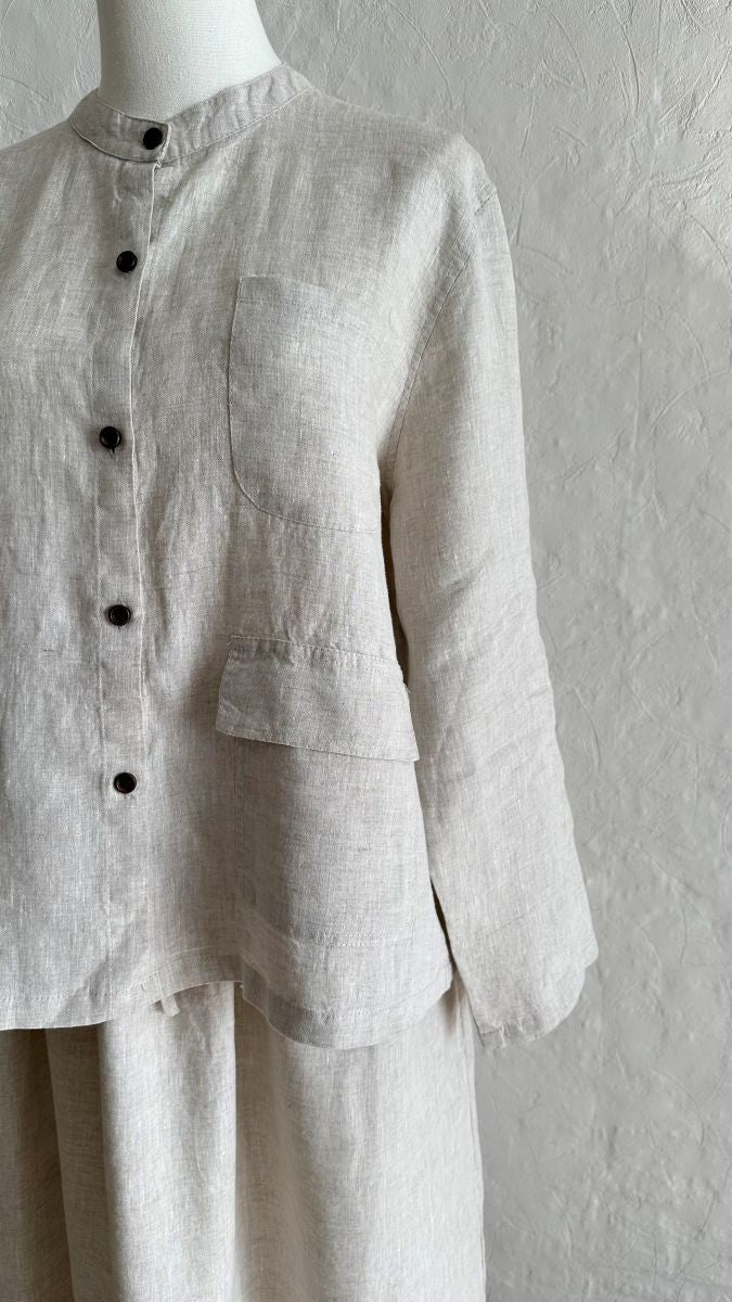 100% Linen 2-Pieces Top & Skirt Set - Natural