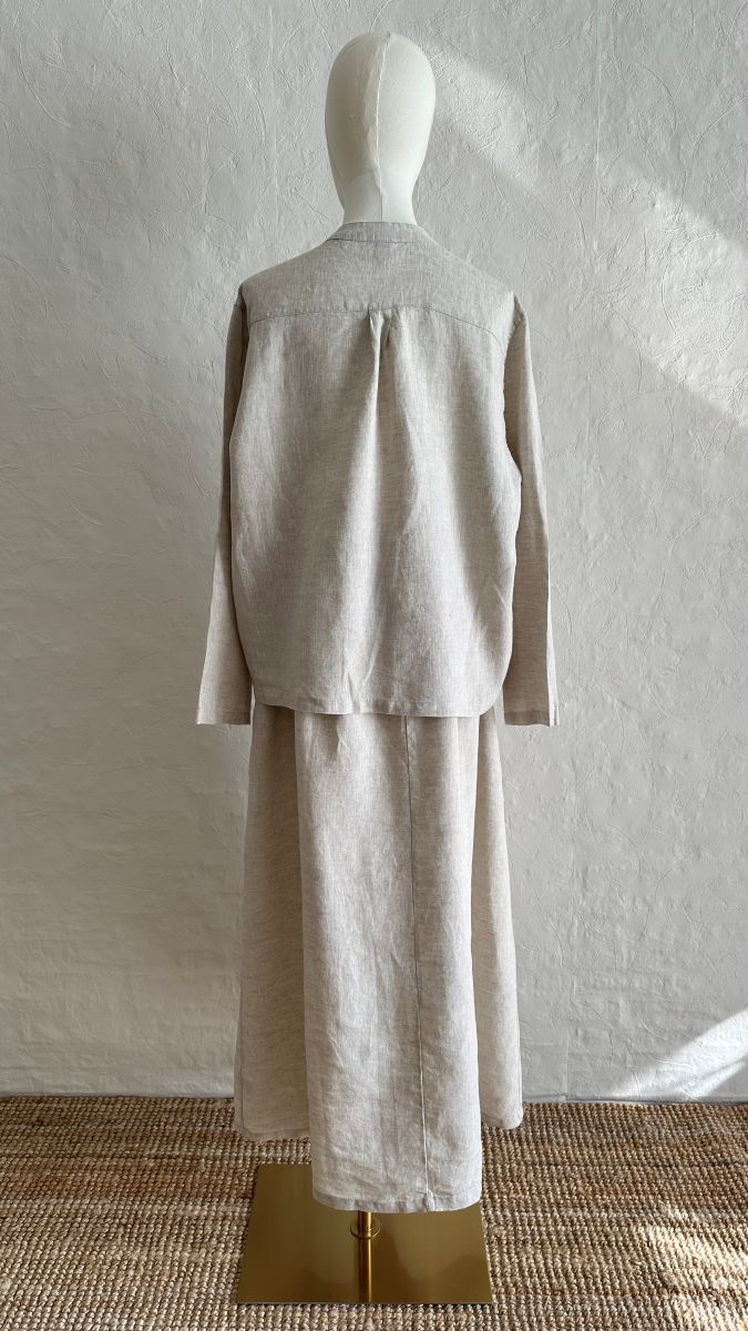 100% Linen 2-Pieces Top & Skirt Set - Natural