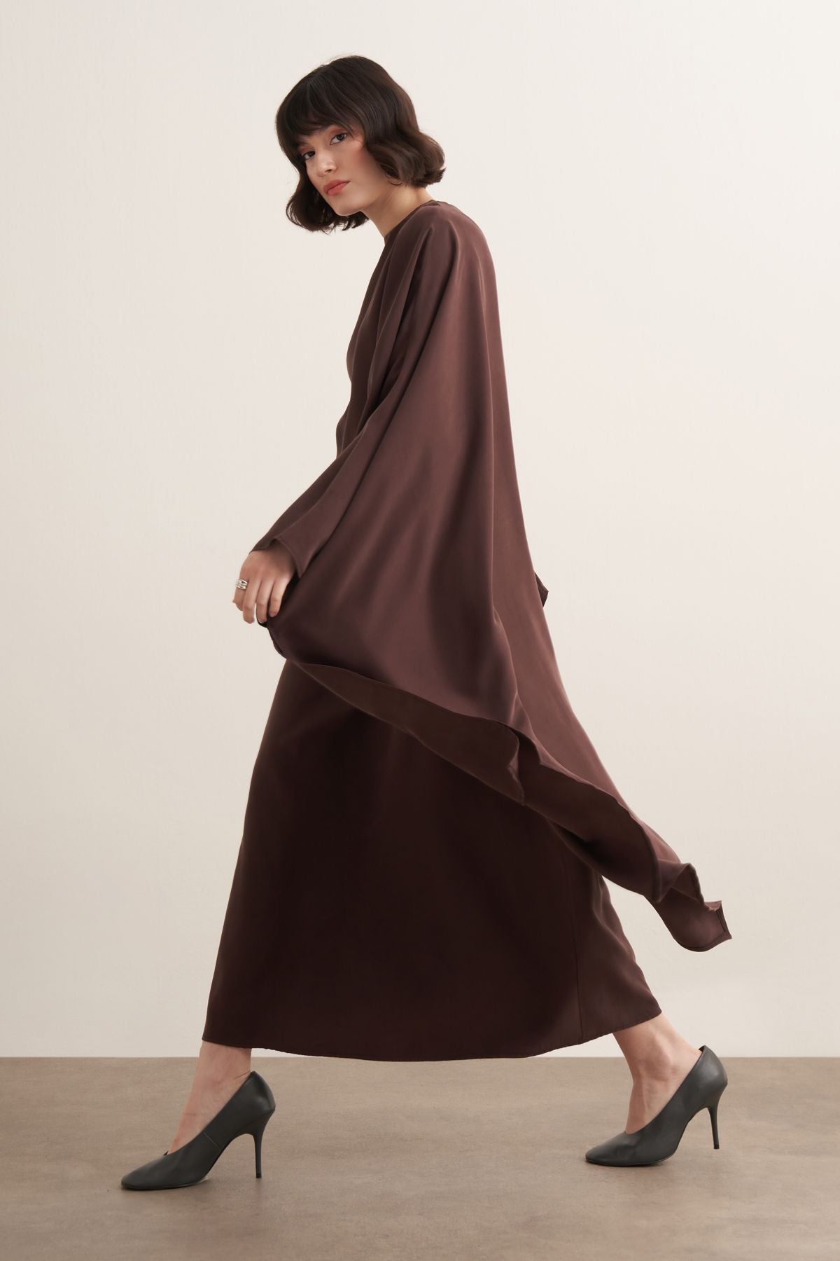 Novera 2-pieces Cupra Dress - Dark Brown