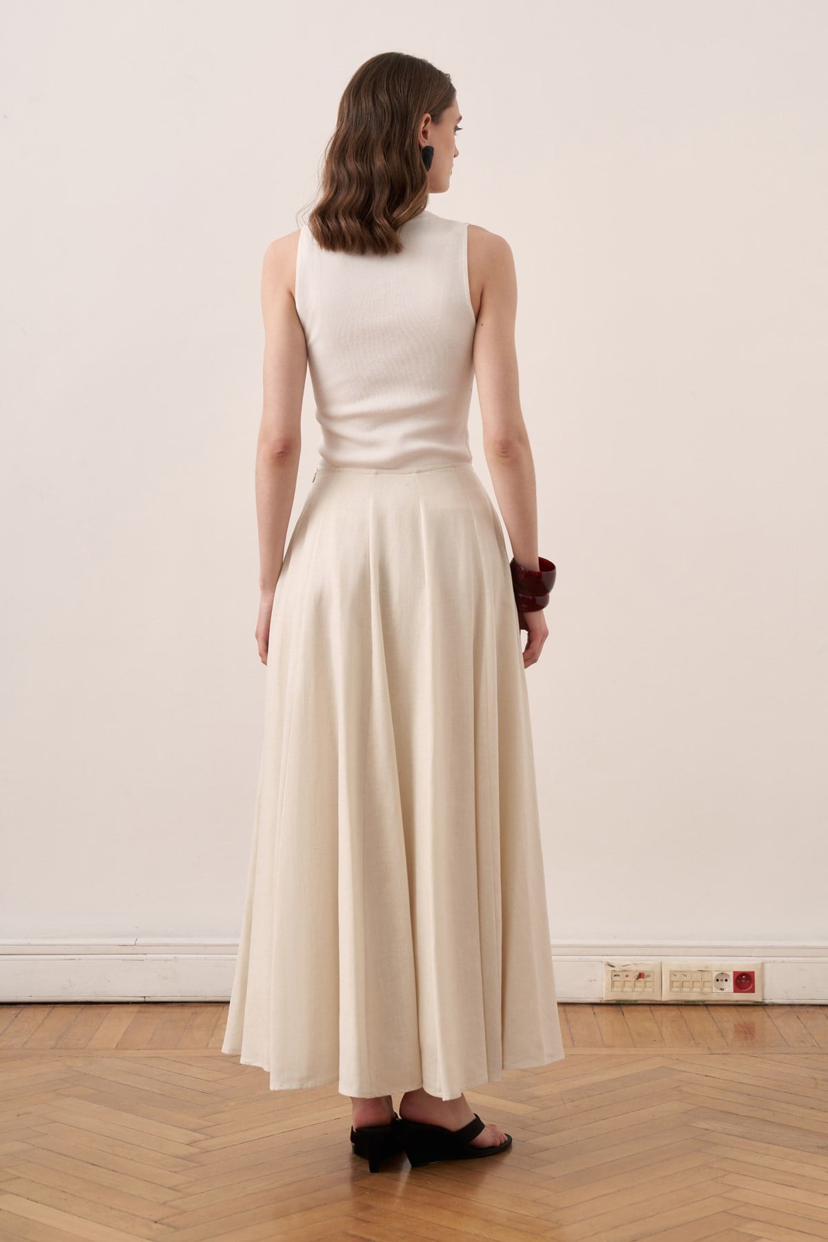 Dorada Linen Skirt - Stone